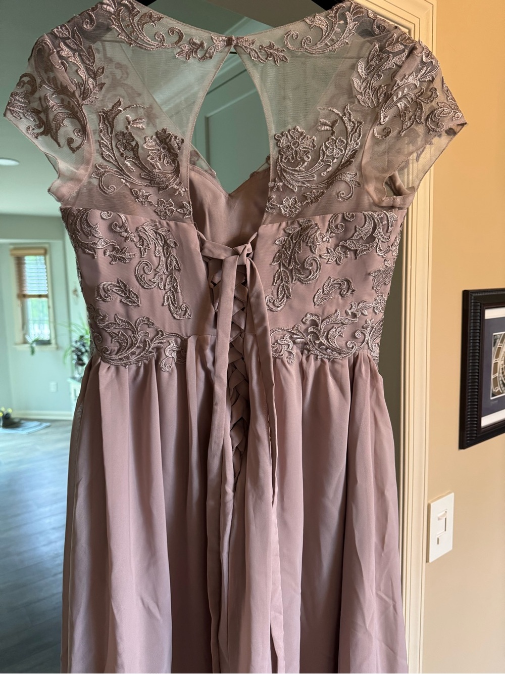 Embellished Dusty Lavender Chiffon Midi Dress- Never Worn - Picture 2 of 5